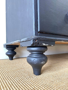 An Ebonized English Country Pine Buffet Sideboard