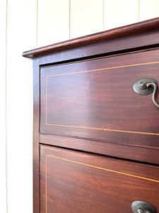 A English Georgian Mahogany Chest of Drawers with Swan Neck Hardware