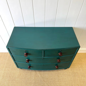 An English Pine Chest of Drawers Dresser in Green Paint c1890
