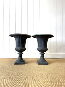 A Large and Special Pair of Antique Cast Iron Garden Urns