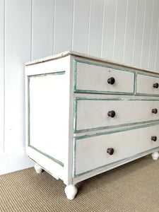 An Antique English Painted Pine Chest of Drawers Dresser with Tulip Feet c1890