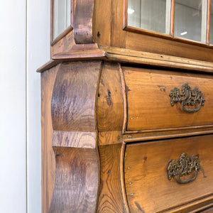 An 18th Century Dutch Vitrine à Deux Corps Glazed Pine Bookcase Cabinet or Hutch