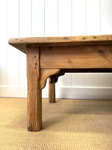 An Antique 6.5 ft English Country Pine Coffee Table