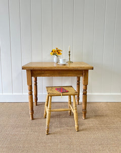 Antique English Country Pine Side Table or Small Dining Table c1890