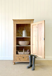 An Antique French Pine Housekeepers Cupboard Linen Press c1890