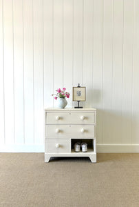 An Antique English Cream Painted Chest of Drawers Dresser c1890