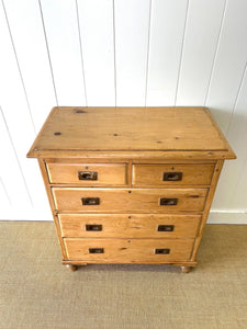 A Good 19th Century English Pine Chest of Drawers/Dresser with Tulip Feet