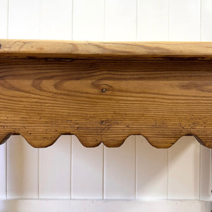 An Antique English Country Pine 4.5 ft Kitchen Dining Table with Scalloped Apron c1890