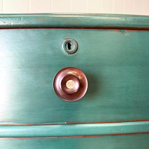 An English Pine Chest of Drawers Dresser in Green Paint c1890