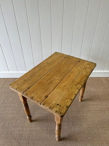 Antique English Country Pine Side Table or Small Dining Table c1890