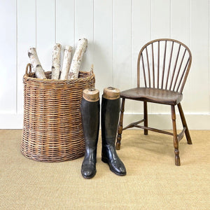 A Large Vintage English Wicker Log Basket