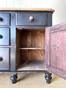 An Ebonized English Country Pine Buffet Sideboard