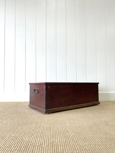 An English Pine Blanket Box or Small Low Coffee Table With Iron Handles c1850