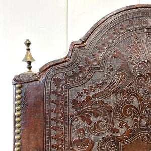 17th Century Iberian or English Walnut Side Chair w/Richly Tooled and Studded Leather Seat & Back