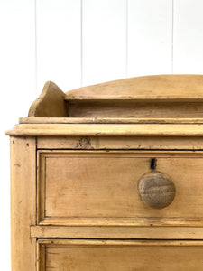 An Antique English Pine Chest of Drawers Dresser with Gallery c1890