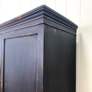 A Handsome English 19th Century Ebonized Pine Housekeeper's Cupboard
