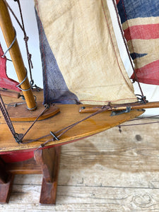 An English Antique Red Pond Yacht with Stand