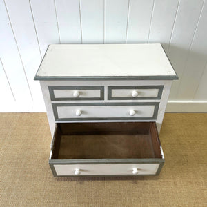 An Antique English Folky Painted Pine Chest of Drawers Dresser c1890