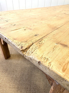 An Antique 6.5 ft English Country Pine Coffee Table
