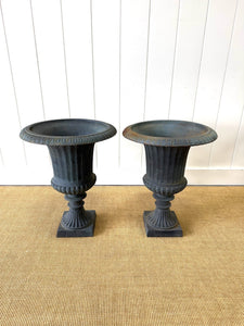 A Large and Special Pair of Antique Cast Iron Garden Urns