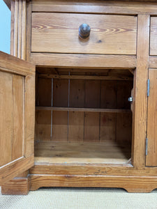 A Monumental Late 19th Century English Pine Bookcase Cabinet or Hutch