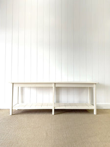 The Tradesmen Table With Shelf - English Country Painted Pine Hall Table 7ft