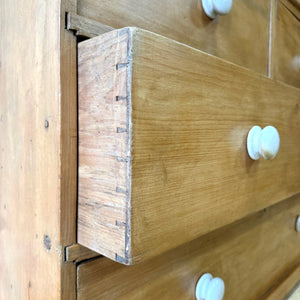 A 19th Century English Pine Linen Press Cupboard with Porcelain Knobs