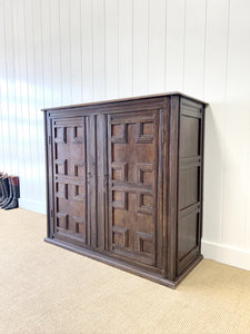 An Antique English William III Oak Clothes Cupboard