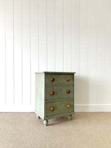 An English Pine Green Painted Chest of Drawers Dresser c1890