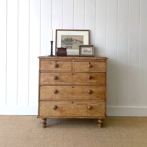 A Rustic Antique English Pine Chest of Drawers Dresser
