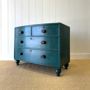 An English Pine Chest of Drawers Dresser in Green Paint c1890