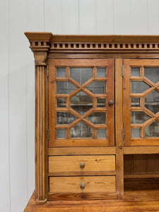 A Monumental Late 19th Century English Pine Bookcase Cabinet or Hutch