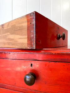 A Striking English Red Chest of Drawers Dresser c1890