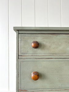 An English Pine Green Painted Chest of Drawers Dresser c1890