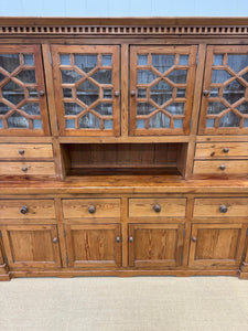 A Monumental Late 19th Century English Pine Bookcase Cabinet or Hutch
