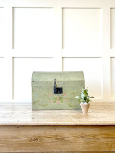 Antique Green Painted Pine Box c1890