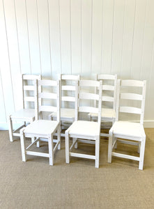 A Set of 6 Ladderback Chairs Painted White