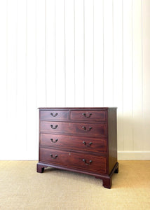 A English Georgian Mahogany Chest of Drawers with Swan Neck Hardware
