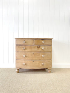 A Genuine Antique Cornish Bow Front Pine Chest of Drawers