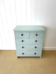 An Antique Blue Painted Chest of Drawers Dresser