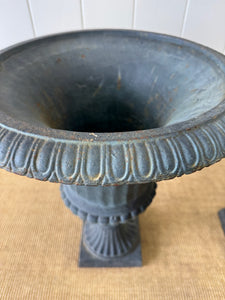 A Large and Special Pair of Antique Cast Iron Garden Urns