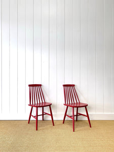 A Set of 5 Stick Back or Windsor Chairs in Red