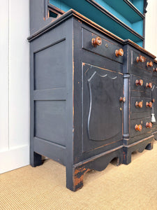 A Wonderful Large Ebonized Welsh Dresser or Cupboard