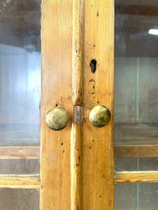 An English 19th Century Pine Bookcase with Glazed Doors
