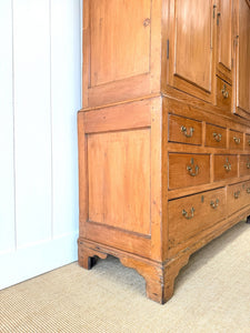 An Antique English Pine Tack Cupboard Brass Hardware