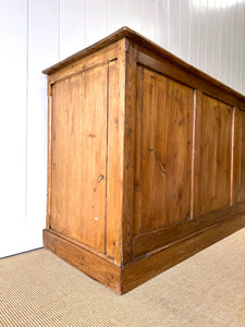 A Large Rustic Antique English Pine Shop Counter c1890