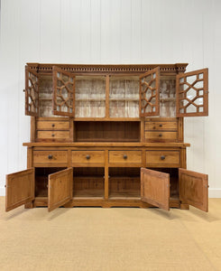 A Monumental Late 19th Century English Pine Bookcase Cabinet or Hutch