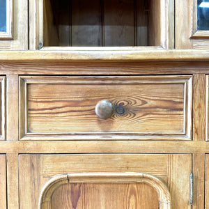 A 19th Century English Pine Bookcase Cabinet or Hutch with Arched Doors
