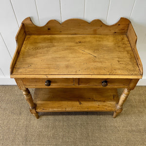 An English Country Pine Galleried Washstand or Console Table