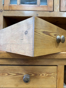 A Monumental Late 19th Century English Pine Bookcase Cabinet or Hutch